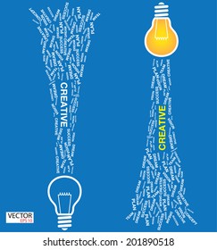 light bulb with word creative, concept and idea