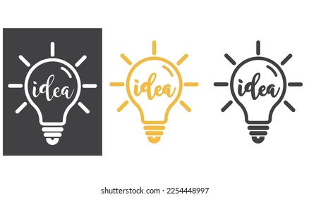 Bombilla de luz con la palabra de la idea y los rayos brillan. 