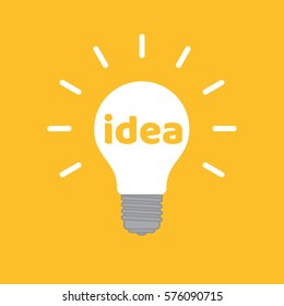 Light bulb with the word of idea and rays shine.