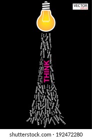 light bulb with word think, concept and idea