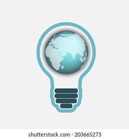 light bulb with a world globe. Conceptual illustration