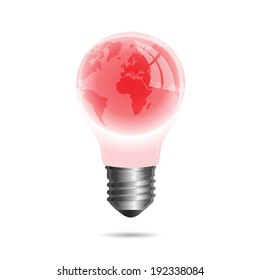 Light bulb with world inside isolated on white 
