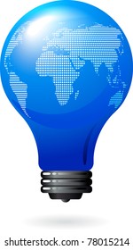 light bulb with world map