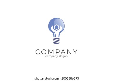 light bulb wrench vector icon logo template