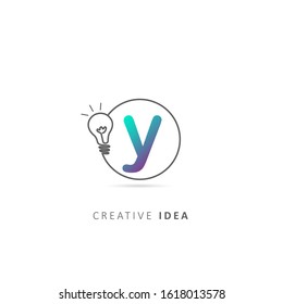 light bulb y letter logo design template, design vector light bulb symbol, idea logo.