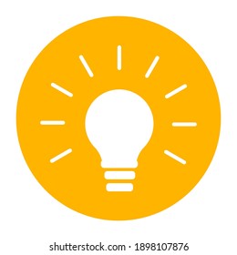 Light bulb yellow circle in cartoon style. Light bulb line icon vector. Solution, idea icon symbol. Stock image.
