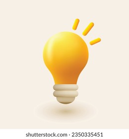 Light Bulb of yellow color mad of gradient mesh with high quality isolated on light background with drop shadow. Vector illustration