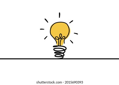 Glühbirne aus gelbem Gelb mit doodle Linie, Business Ideenkonzept. Vektorgrafiken. 