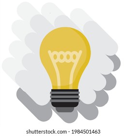 Bombilla en el vector de icono amarillo, aislada en fondo blanco. Idea, signo, solución, concepto de pensamiento. Iluminación Lámpara eléctrica. Electricidad, brillo. Estilo plano de moda para el diseño gráfico, sitio web,  