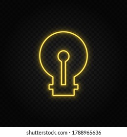 light, bulb yellow neon icon .Transparent background. Yellow neon vector icon
