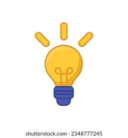 Light bulb yellow vector illustration. Light bulb with rays shine. Decoration for greeting cards, patches, prints for clothes, badges, posters. EPS 10 vector template
