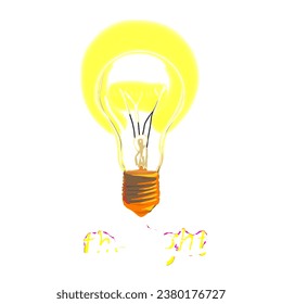 una bombilla de luz amarilla, sin fondo