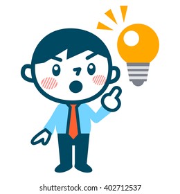 Light bulb and a young businessman