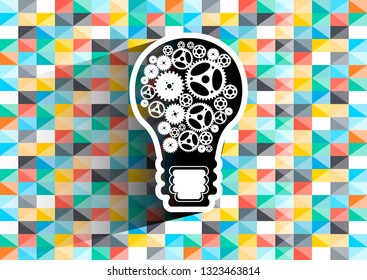 Light bulb,Cog and icon -  Creative background,  Colorful Geometry.