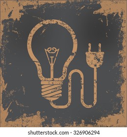 Light bulb,energy design on old paper background,vector