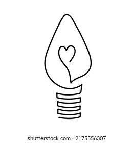 Light bulb,one line art,hand drawn continuous contour.Sketch electric device,idea concept.Sign of scientific discovery,insight.Decoration for banners,stories,posters.Editable stroke.Isolated.Vector 