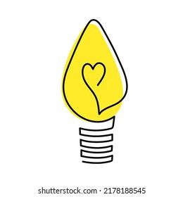 Bombilla, arte de una línea, contorno continuo dibujado a mano.Esbozar dispositivo eléctrico,concepto de idea.Signo de descubrimiento científico,insight.Decoración para banners, historias, afiches.Acto editable.Aislado.Vector 