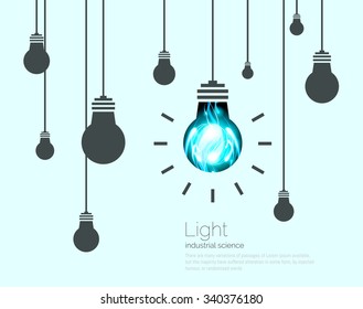 Fondo de las bombillas. Ilustración vectorial del concepto Idea de Ciencia Industrial