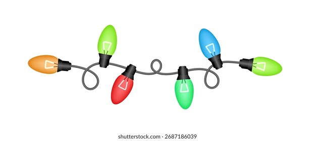 Light bulbs border. Christmas String Lights. A garland of multi-colored light bulbs