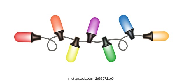 Borde de bombillas. Navidades Luces de cadena. Una guirnalda de bombillas multicolores