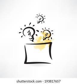 light bulbs in the box grunge icon