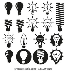 Light bulbs. Bulb icon set