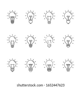 Light bulbs. Bulb icon set. Lamp line icon on white background. Vector illustration. light bulbs set. light bulb