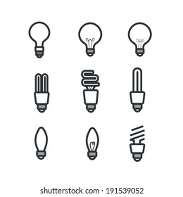 Light bulbs. Bulb icon set