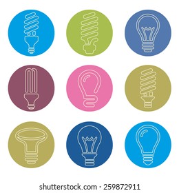 Light bulbs. Bulb icon set
