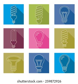 Light bulbs. Bulb icon set
