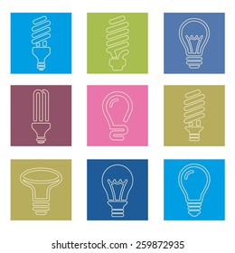 Light bulbs. Bulb icon set
