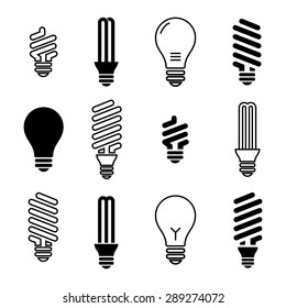 Light bulbs. Bulb icon set. Isolated on white background. Electricity saving