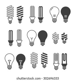 Light bulbs. Bulb icon set. Isolated on white background. Electricity saving