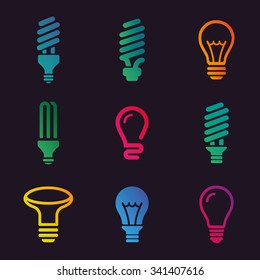 Light bulbs. Bulb icon set
