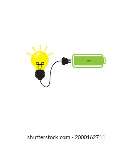 light bulbs charger,  Ideas icon symbol,  lamp icon isolated on white background.