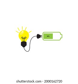 light bulbs charger,  Ideas icon symbol,  lamp icon isolated on white background.