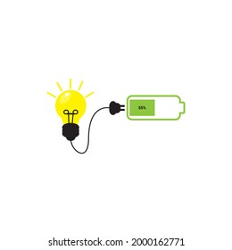 light bulbs charger,  Ideas icon symbol,  lamp icon isolated on white background.
