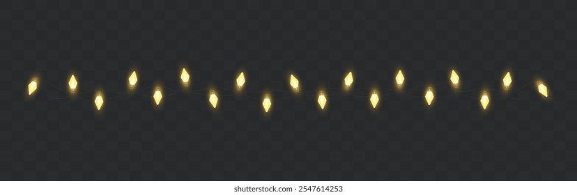 Light bulbs. Christmas String Lights. Vector clipart isolated on a transparent background.