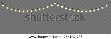 Light bulbs. Christmas String Lights. Vector clipart isolated on a transparent background.