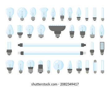 Colección de bombillas. Objetos aislados sobre un fondo blanco.