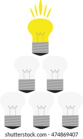 light bulbs, concept leader, vector illustration