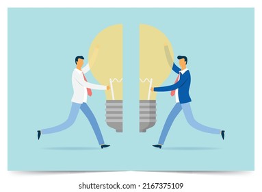 Light bulbs and cooperation in business work, Vector illustration design