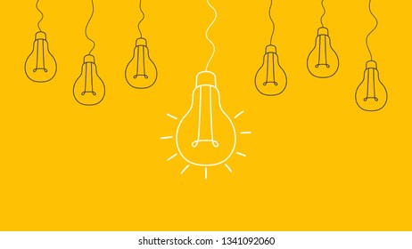 Light bulbs. Creativity concept with innovation.Strategy and leadership on teamwork. Opportunity, solution and success. Vector illustration.