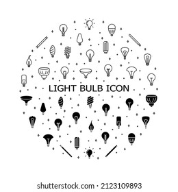Leuchtstofflampen flache Linie Symbole gesetzt. Glühbirnen und Lampen, Ideen- oder Innovationssymbole. Einfache flache Vektorgrafik für Klinik, Website oder mobile App.