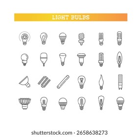 Iconos de línea plana de bombillas
