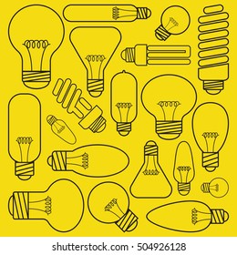 light bulbs flat set. lightbulb vector icons. creative power