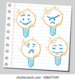 Light  bulbs funny faces 