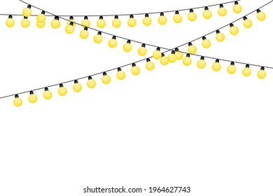 light bulbs garland for decoration design. holiday decoration. Christmas banner. Vector illustration. Stock image. EPS 10.