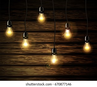 light bulbs with glowing light