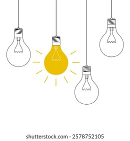Light bulbs graphic background. Creative idea symbol. Business concept wallpaper. Vector illustration